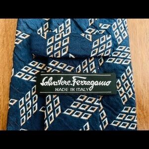 Salvatore Ferragamo Textured Blue Silk Tie